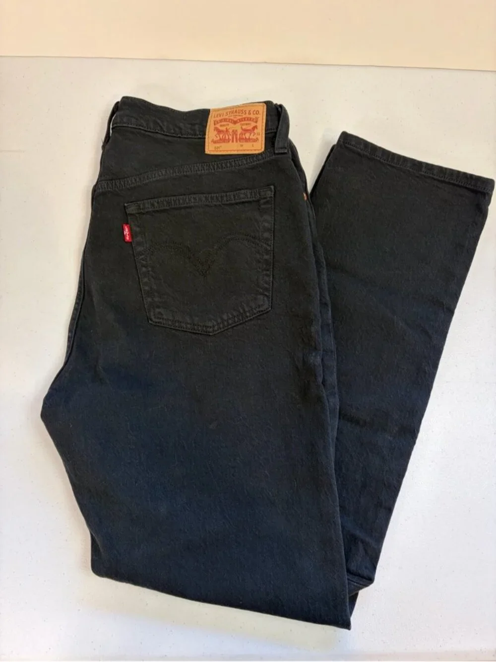 Levi's 501 Mens Button Fly Light Wash Black Straight Leg Denim 32x30 Denim